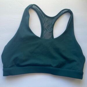 Senita Athletics size large Deep emerald Green Sports Bra mesh detail back